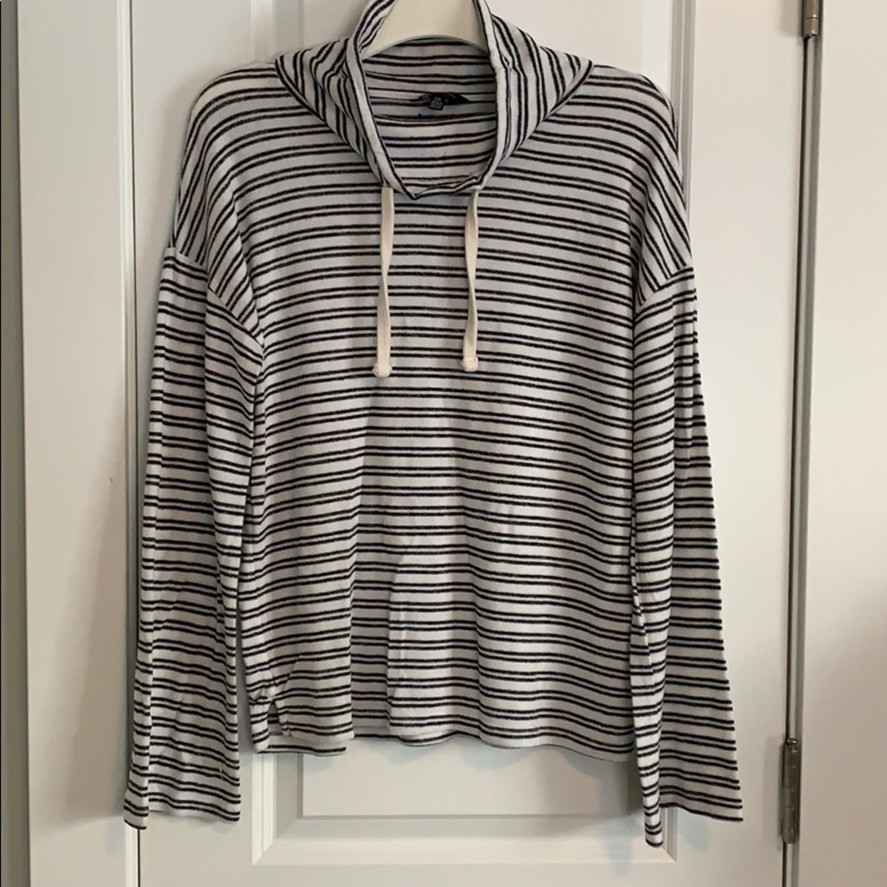Lucky Brand Striped Cowl Neck Sweater Top